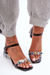 Women's Heeled Sandals with Crystals Black SBarski MR1037-01
