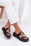 Women's Platform Sandals With Gold Detail Black Ularinea