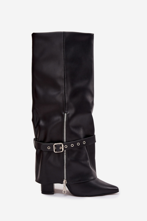 Women's Slip-On Ankle Boots with Heel Decorative Strap Eco Leather Black Jolivine