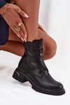 Women's Leather Ankle Boots Low Heel Black Karisse