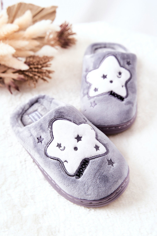 Children's Padded Slippers Stars Grey Nelli
