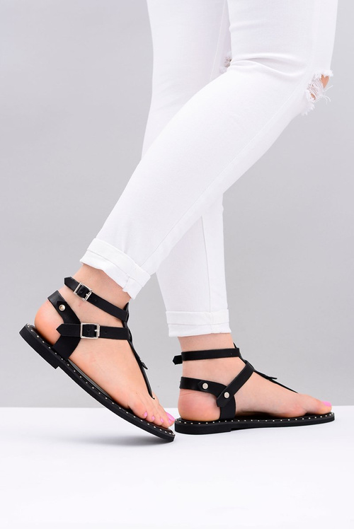 Lu Boo | Women's Sandals Black Gladiator Flip Flops Achilla