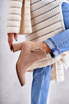 suede boots on a post with a decoration Beige Erine