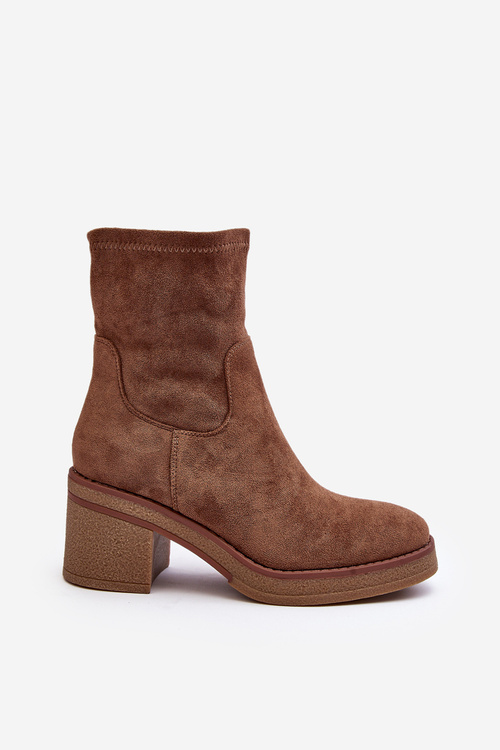 Women's Ankle Boots with Chunky Heel Brown Argastis