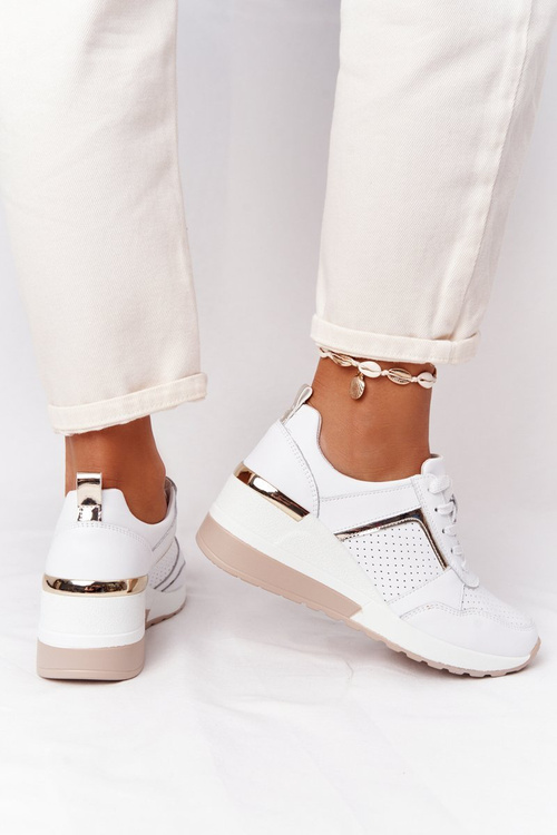 Leather Wedge Sneakers S.Barski White