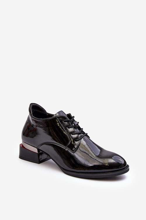 Women's Lacquered Lace-up Shoes Black Banosa