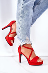 Suede High Heel Sandals Red Lizzy