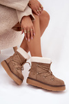Women's Snow Boots On Platform With Lacing Light Brown Roselya
