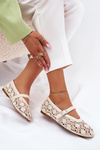 Perforated Ballerinas With Strap Beige Orphali