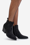 Insulated Cowboy Ankle Boots Eco Suede With Zipper Black Virtris