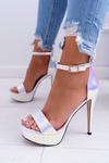Women's Platform Stiletto Sandals Petrol Silver ShakeIt