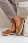Women's Espadrilles With Jute Weaving On Flat Sole Camel Shilova