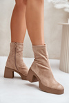 Women's Platform Ankle Boots With Chunky Heel S.Barski HY42-739 Beige