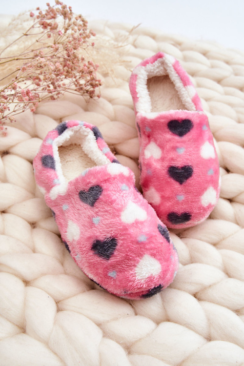 Papcie Dziecięce Ocieplane Wsuwane Serca Różowe Meyra