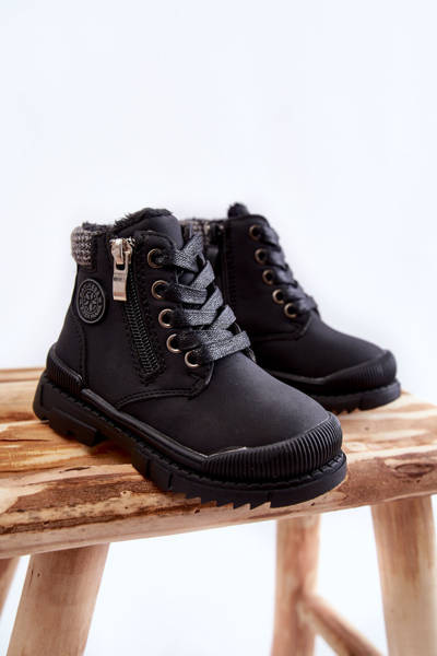 Children's Fur-insulated Boots Trappers Black Hopper
