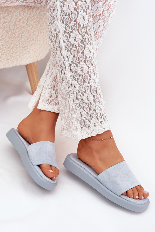Ladies Platform Sandals Made Of Eco Suede Light Blue Jorina