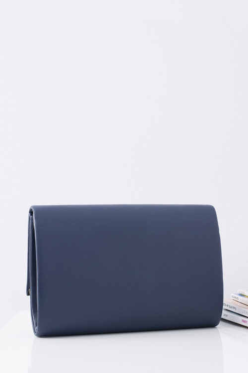 Women's Licensed Clutch Bag On Gold Chain Navy Blue