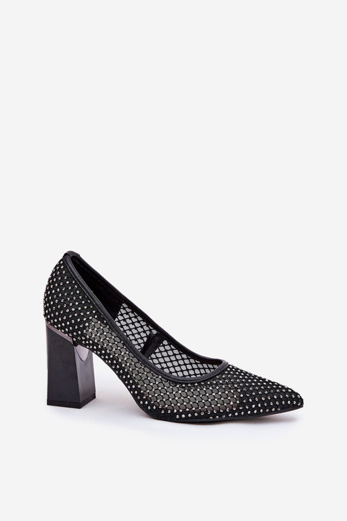 Embellished Mesh Pumps On A Heel Black Vinceza 62211