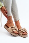 Women's Platform Sandals with Bow Beige Evatria