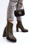 Fashionable Leather Boots On Heel Laura Messi 2509/195 Dark Green