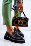 Leather Shoes Snake With Ornament Black Adison