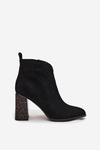Leather Suede Women's Ankle Boots with Heel Lining Black Zivella