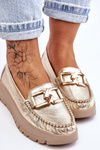 Zazoo 10141 Leather Platform Moccasins with Gold Decoration