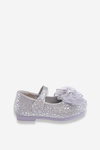 Children's ballerinas with a bow and glitter on velcro Silver-Grey Elisa