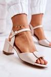 Leather Sandals On High Heel Beige Lorisa