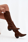 Cowboy Boots Made of Natural Suede Lined Zazoo 4225 Brown