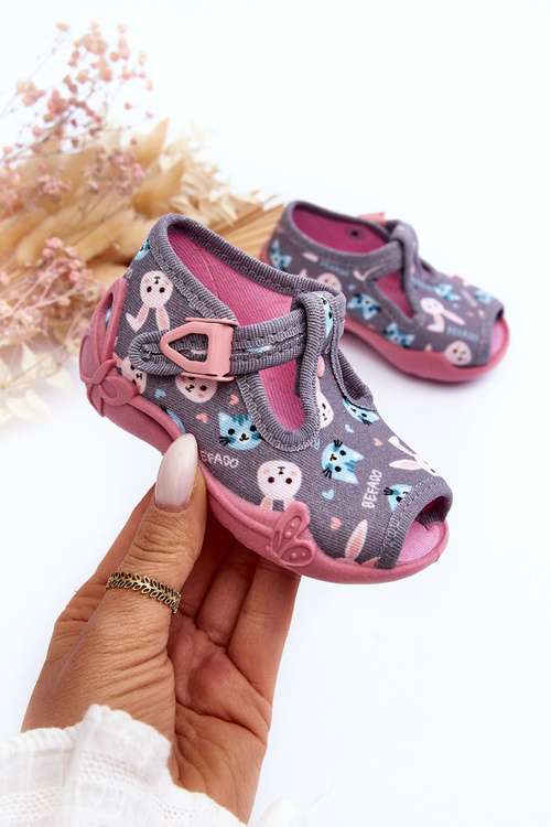 Bunny Slippers Befado 213P139 Grey-Pink