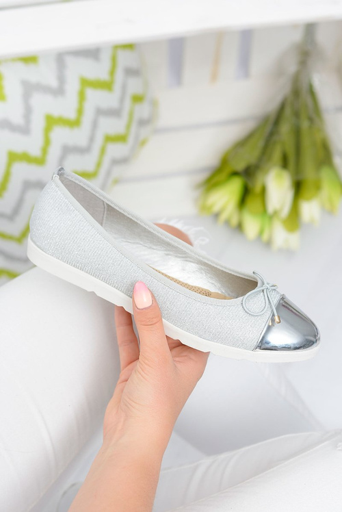 Silver Brocade Slip On Laya Ballerinas