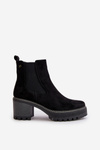 Women's Warm Ankle Boots On Heel Eco Suede Black Irissinae