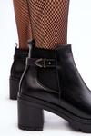 Leather Women's Boots On Massive Heel Black Belinda