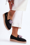Women's Platform Moccasins with Stones Black Elonore