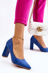 Suede Pumps On A Fashionable Heel Blue Estellia