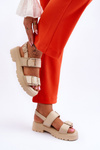 Leather Comfortable Sandals Beige Alayah