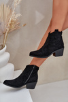 Perforated Cowboy Boots With Zipper Eco Suede S.Barski HY51-061 Black