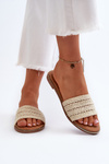 Women's Sandals with Weave on Flat Sole Beige Radians