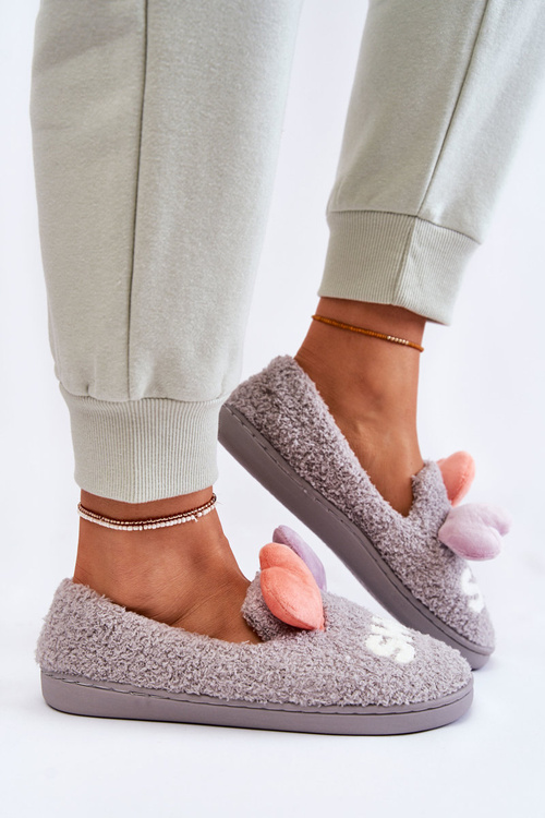 Women's Slippers With Hearts Grey Alasca