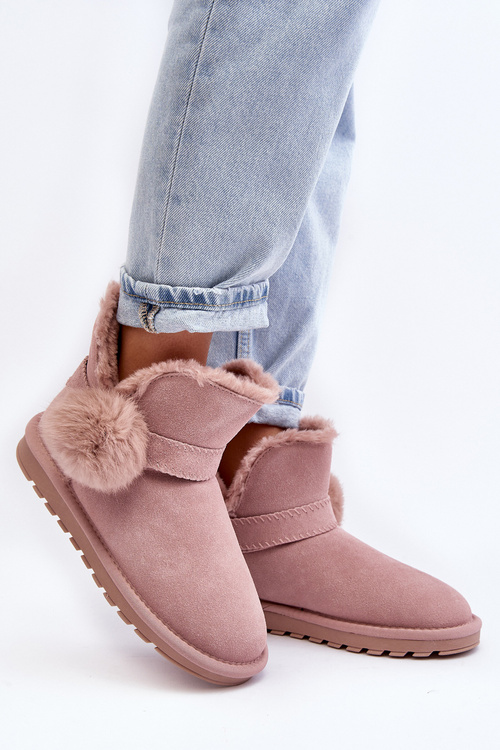 Pink Women's Suede Snow Boots with Cutouts Eraclio