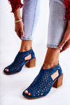 Openwork Boots On A Block Heel Maciejka 04593-17 Navy blue