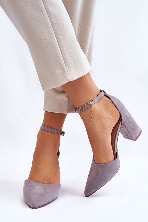 Suede Heel Pumps Grey Lexie