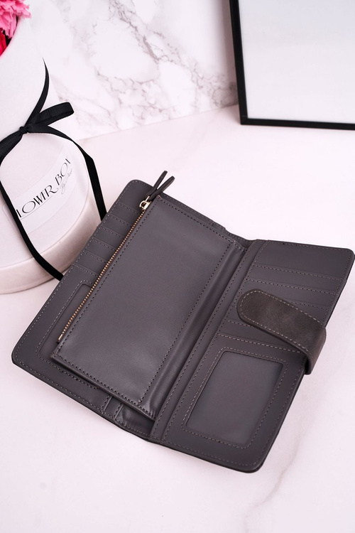 Large Women's Wallet With An Extra Space For Cards Grey