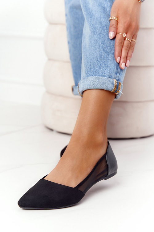 Mesh Pointed Ballerinas Black Melania