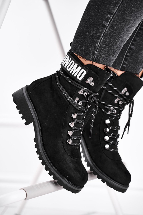Women's Flat Heel Zipper Boots Black Popsi