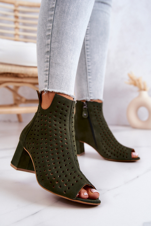 Suede Openwork Boots Maciejka 05420-09 Green