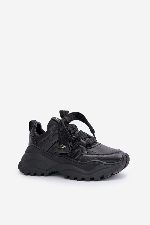Skórzane Sneakersy Damskie CheBello 4583 Czarne