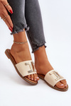 Women's Slippers with Beige Ornament Ollavia