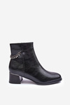 Leather Ankle Boots Low Heel Black Rennie